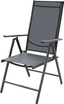 konstrukcja, siedzisko 1x1 textilene Stół: 140x85x71 cm, stalowa konstrukcja, blat 5 mm szkło