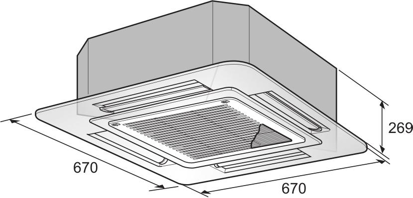 Wymiary Klimatyzatory kasetonowe 1.