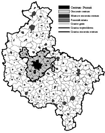 Relacje centrum-otoczenie w obszarze funkcjonalnym aglomeracji poznańskiej 99 Nazwa jednostki Typ gminy Miasto Obszar wiejski Poznań miasto centralne 551 627 Puszczykowo miejska 9 635 Rokietnica