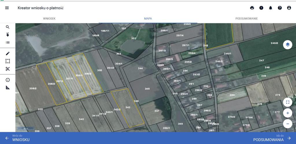 Działki referencyjne we wniosku rolnika * Zrzuty ekranowe pochodzą z prototypu