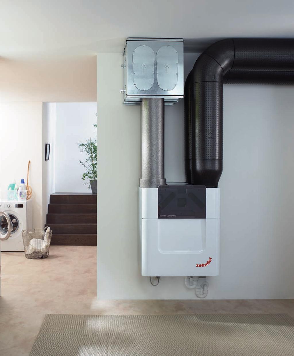 Zehnder ComfoWell - modułowy system przyłączeniowy do jednostek ComfoAir Przykład montażu komponentów z zestawu ComfoWell 420 z centralą wentylacyjną Zehnder ComfoAir Q350.