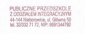 Załącznik nr 1 do Zarządzenia nr 0050.3.2016 Dyrektora Publicznego Przedszkola z Oddziałem Integracyjnym w Nieborowicach z dnia 15.01.2016r.
