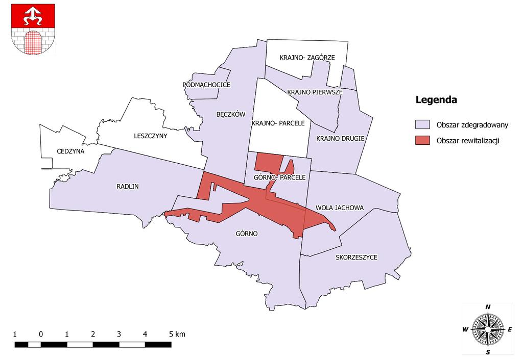 Mapa 1 Lokalizacja obszaru rewitalizacji na tle obszaru
