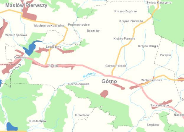 Ponadto zarówno obszar rewitalizacji, jak i cały obszar Gminy Górno, nie jest terenem zagrożonym wystąpieniem powodzi (mapa 6).