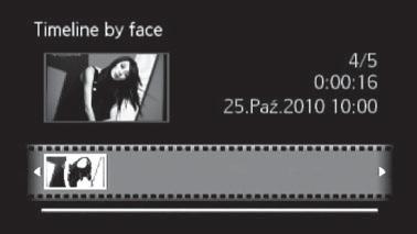 Oś czasowa segmentów Suwak Bieżąca scena / łączna liczba scen Długość sceny Data i czas zapisu Klatka, od której ma się rozpocząć odtwarzanie 3 Wybrać ( ) na pasku osi czasowej moment rozpoczęcia