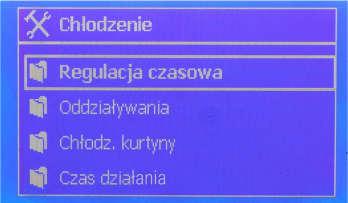 Kompensacja temperatury (w przypadku podłączonego chłodzenia) : pokazuje różnicę temperatur w zależności od klimatu pomieszczenia, od której chłodzenie ma być