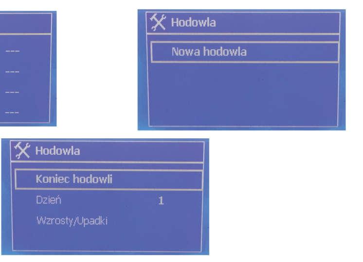 1 EKRAN HODOWLI Menu \ Hodowla \ Nowa hodowla: (kiedy hodowla jest nieaktywna) : rozpoczyna hodowlę.