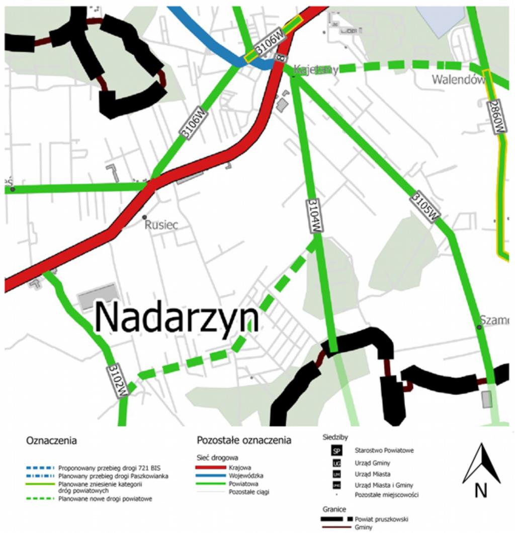 Proponowane nowe połączenie (drogi powiatowe): - ul.