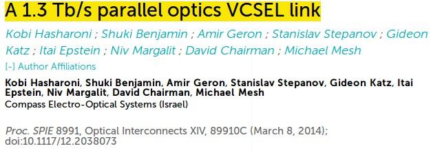 Zastosowania VCSELi...A high bandwidth optical interconnect is designed based on parallel optical VCSEL links.