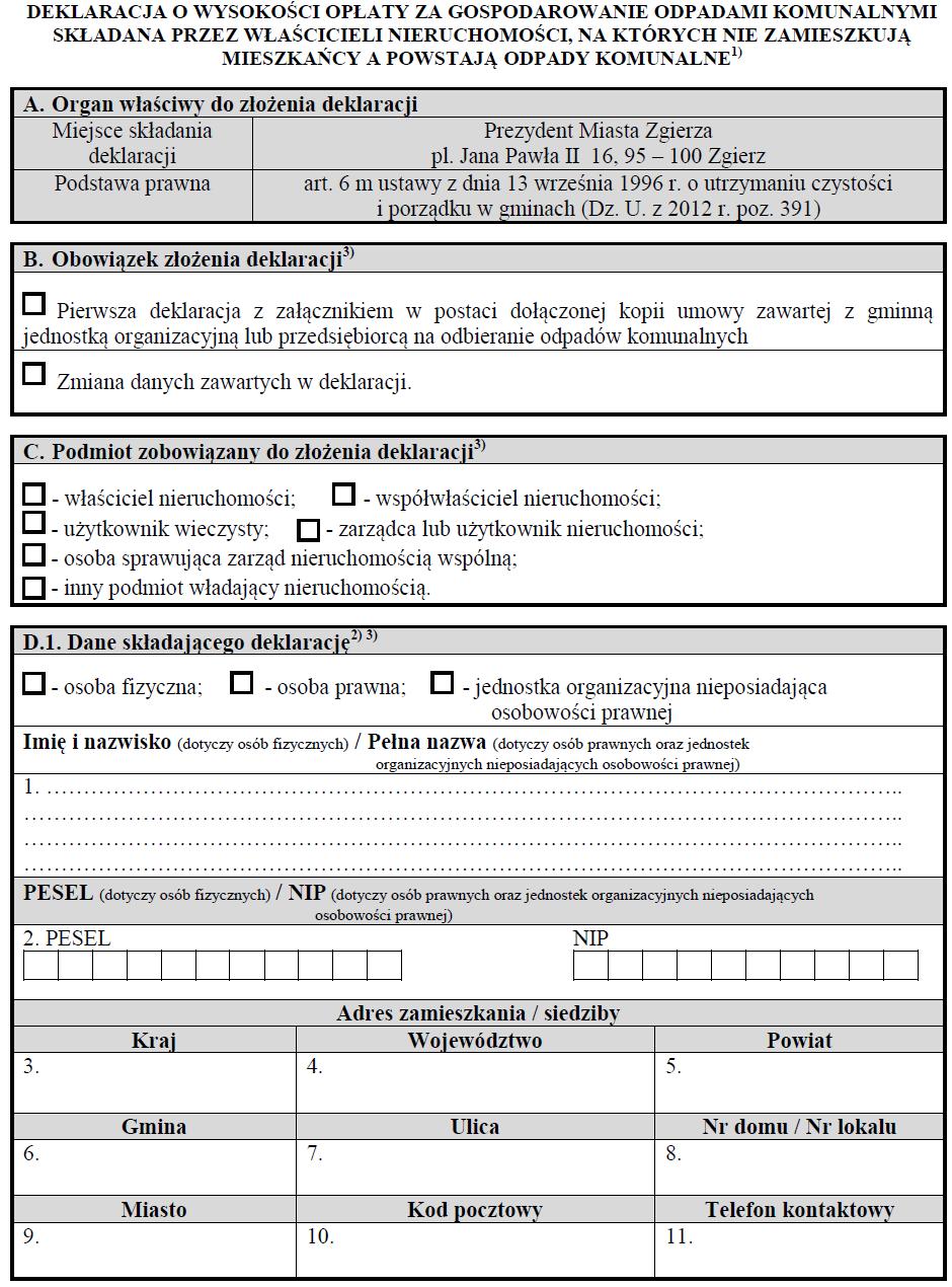 Załącznik Nr 2 do uchwały Nr XXXI/325/12 Rady Miasta Zgierza z dnia 28