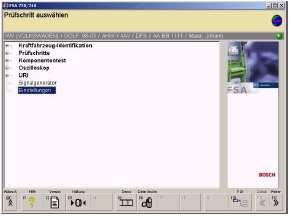 6.2 Diagnostics Softwareanwahl DSA Za pomocą DSA moŝna: Uruchamiać aplikacje Bosch (takŝe automatycznie, np. FSA 720, 740, 750). Dokonywać konfiguracji interfejsów.