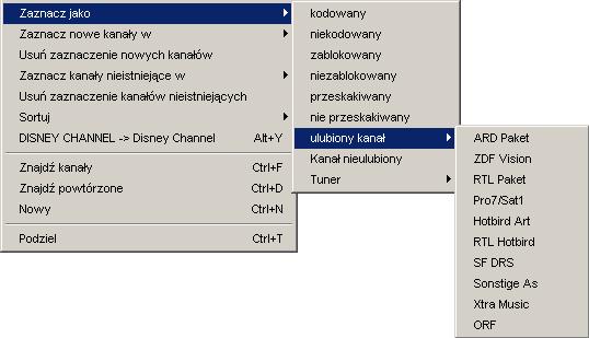 Można też likwidowac wyselekcjonowane kanały przy pomocy tasty Del. Kopiuj pozwala na zrobienie duplikatów kanałów. Wklej dodaje skopiowane lub usunięte kanały na podane miejsce.