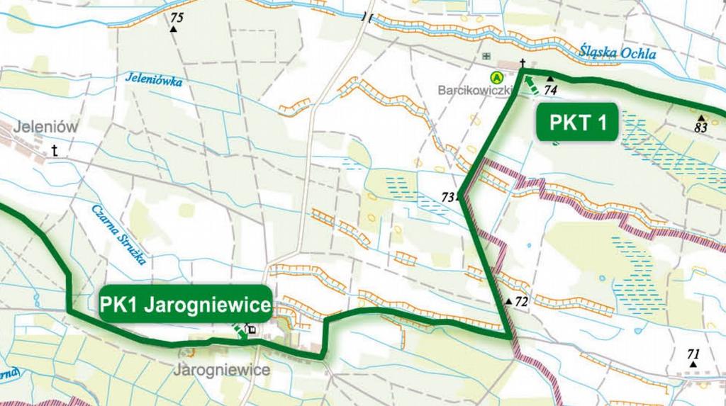 Trasa/ Trasa Route Punkt techniczny PKT1 na 28km Additional checkpoint at 28th km Barcikowiczki 28km na zakręcie trasy Złożone w biurze depozyty zostaną