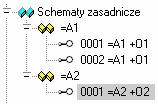 komponentów. Przykład: Wprowadzając "&$.%" komponenty są opisywane w następujący sposób: [rdzeń][numer schematu].[kolumna] na przykład [K325.6] dla zestyku na schemacie 325 w kolumnie 6.