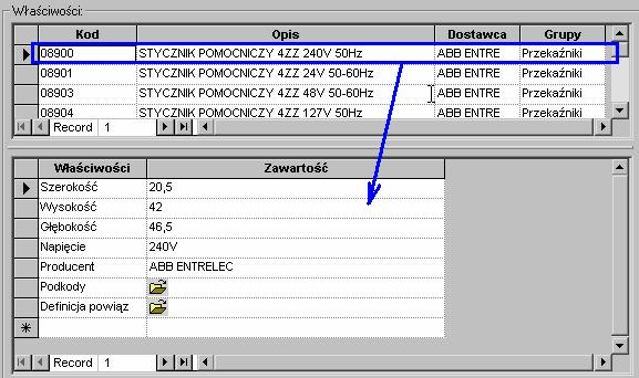 Przypisywanie właściwości kodu Do każdego kodu można przypisać dodatkowe właściwości takie jak: opis, numer kolejny, szerokość, wysokość, głębokość, napięcie, itd. 1.