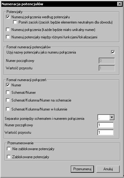 3. Wskazać format numeracji. 4. Wskazać potencjały do numeracji. 5. Określić obszar numeracji (potencjały zablokowane i/lub nie zablokowane).