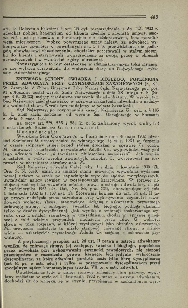 art. 13 D ekretu o Palestrze i a rt. 25 cyt. rozporządzenia z dn.