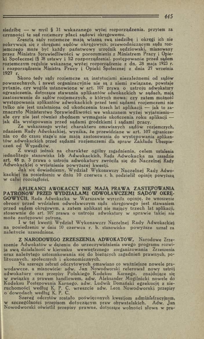 siedzibę w myśl 31 w sk a z a n e g o wyżej ro zporządzenia, przytem za czynności te sąd rozjemczy p ła c i sądo w i okręgowemu.