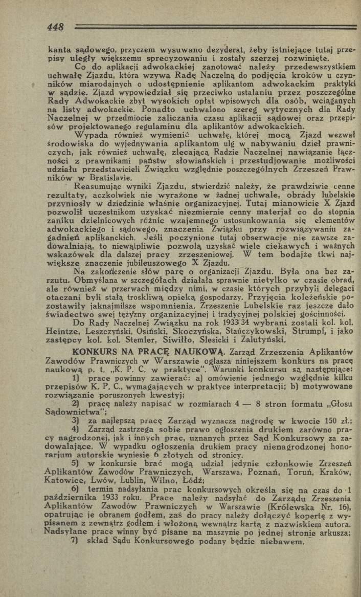 k a n ta sądow ego, przyczem w y su w a n o dezyderat, ż eb y is tn ie ją c e tu taj przep isy u le g ły większem u sp re c y z o w a n iu i zostały sz e rz e j ro z w in ię te.