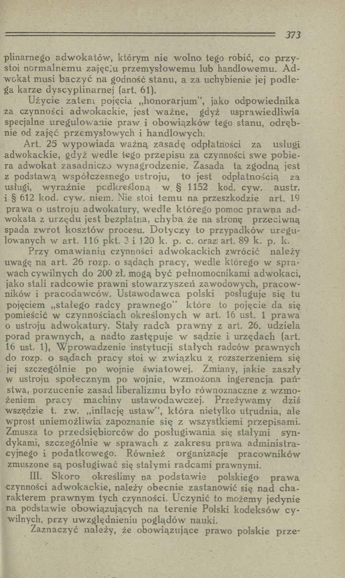 plinarnego adw okatów, którym nie wolnoi tego robić, co przystoi normalnemu zajęciu przemysłowemu lub handlowemu.