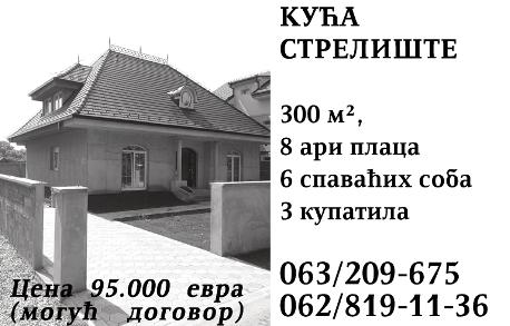 (236772) СТРЕЛИШТЕ, центар; трособан, 69 м 2, ВП, новија градња, 38.000. (677), Ни - шић, 362-027, 064/206-55-74. (2367) КО ТЕЖ 2, ду плекс, 84 м 2, тераса, укњижен, усе љив, 35.000. (677), Нишић, 362-027, 064/206-55-74.