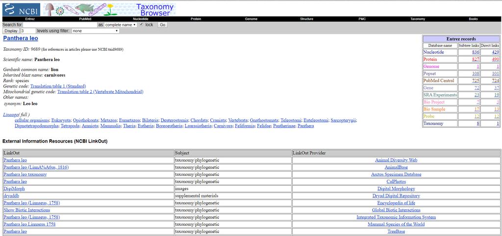 Taxonomy www.ncbi.nlm.