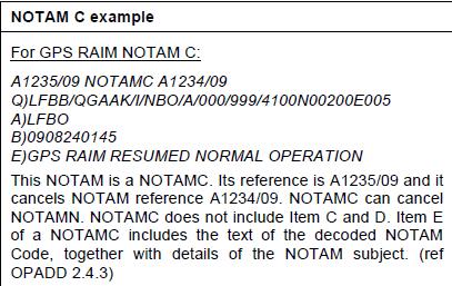 NOTAM kasującego (2 typy): -