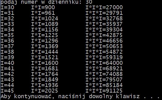 15 Napisać program piszący 20 razy nazwisko ucznia. Każde w nowej linii, i przesunięte dwie kolumny w lewo wykorzystaj instrukcję FOR. Początek pisania taki aby 20 napisów zmieściło się na ekranie.