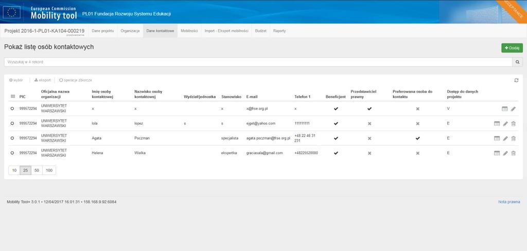 MOBILITY TOOL+ WPROWADZENIE Jak dodać nową osobę