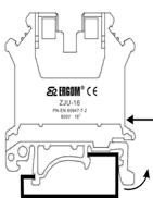 Installation of terminal blocks Design of terminal blocks ZJU, ZJUP, ZJUS, ZJUB allows for their snap installation on most common copper DIN rails e.g. TS32 & TS35.