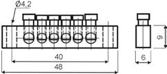 Złączki i zaciski ochronne / Joints and protection clamps / Клеммы и защитные зажимы / e / MZO 4x4/2x10 MZO 8x4/4x10 Materiał Material Материал Zaciski ochronne typ MZO mocowane bezpośrednio do