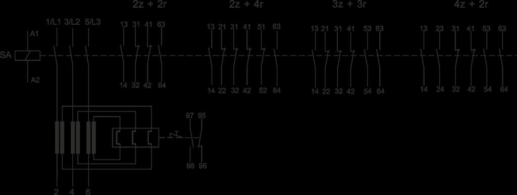 Aparatura / Switching equipment / Аппаратура Dane techniczne Technical data Технические данные / e / SAP75M SAP90M SAP110M SAP132 SAP160 SAP200 stycznika / Contactor type / контактора SA75M SA90M