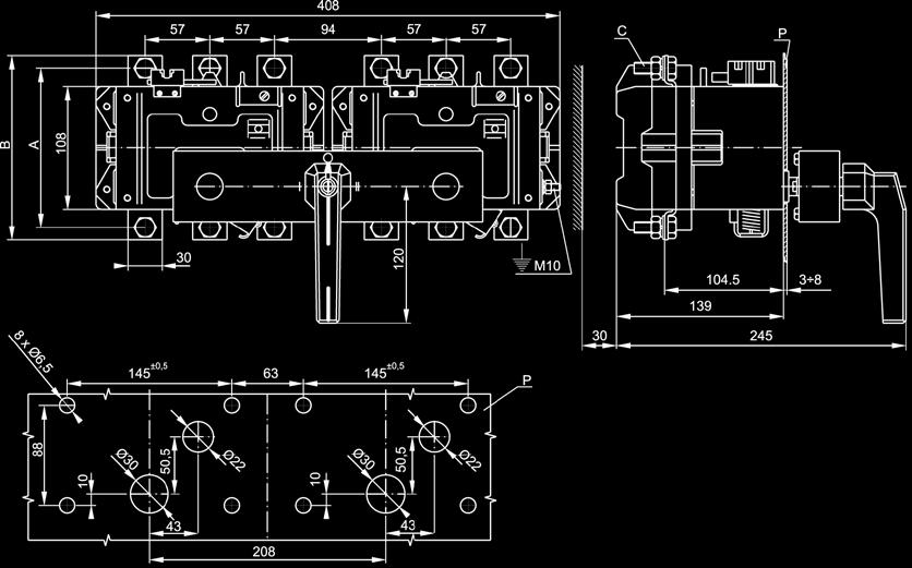 Aparatura / Switching equipment / Аппаратура Dane techniczne Technical data Технические данные / e / PLO-2525/H1 PLO-2525/H2 PLO-2525/K PLO-4040/H1 PLO-4040/H2 PLO-4040/K Tory główne / Main contacts