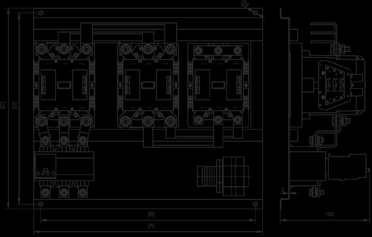 Aparatura / Switching equipment / Аппаратура Wymiary Dimensions Размеры 600 600 220 Rysunek obrysowy rozrusznika Y- w obudowie.