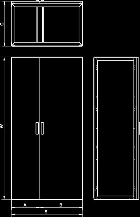 Obudowy wolnostojące niskiego napięcia typu RW / Floor mounted LV enclosures RW type / Отдельностоящие стальные шкафы низкого напряжения, тип RW Obudowy w wykonaniu podstawowym Obudowa dwudrzwiowa z