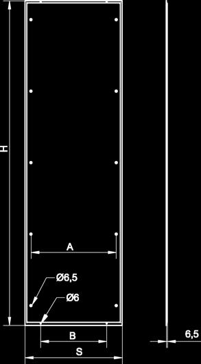 Obudowy wolnostojące niskiego napięcia typu RW / Floor mounted LV enclosures RW type Wyposażenie dodatkowe Skład zestawu: Ściany montażowe 2 szt. (lewa, prawa); Normalia montażowe.