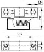 Steel clips AM-P32 Are available in two types: AP-W32/1 and AM- P32/2 depending on the size of mounting hole. AM-P32/1 is equipped with mounting hole for M4 bolt, AM-P32/2 has mounting hole M5.