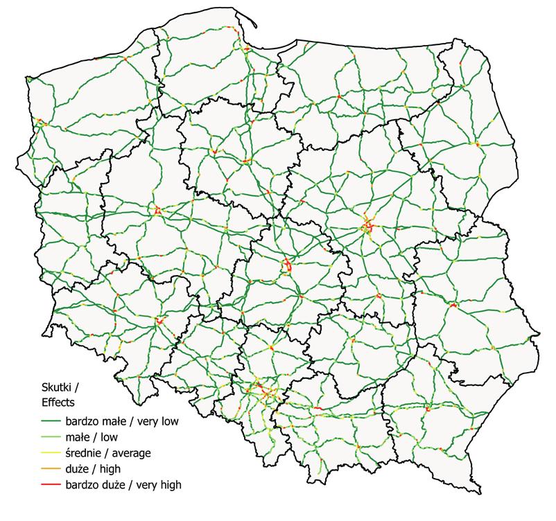 BADANIA I ROZWÓJ Końcowym etapem metodyki określającej analizę skutków było przypisanie określonych wag istotności dla stref 300 m i 1000 m.