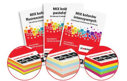 papiery ksero kolorowe Papier ksero kolorowy RES - format - gramatura 80g/m2 - mix kolorystyczny 1 i 2 - po 5 kolorów w opakowaniu - mix fluorescencyjny 4 kolory w opakowaniu mix 1 mix fluo mix 2