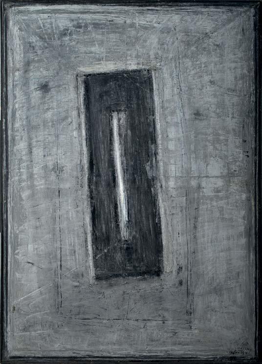 63. Janusz BĘBEN (ur. 1961 Leżajsk) Motyw z grudnia, z cyklu: Sytuacje, 1994 olej, płótno; 140 x 100 cm; sygn. i da