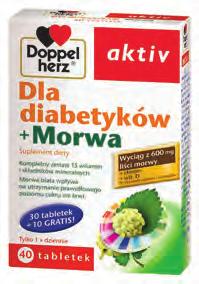 Wielkość: 30 tabletek Wielkość: 40 tabletek Standaryzowany wyciąg z morwy białej zawiera substancje, które hamują rozkład cukrów złożonych (np. skrobia czy sacharoza) do cukrów prostych (glukoza).