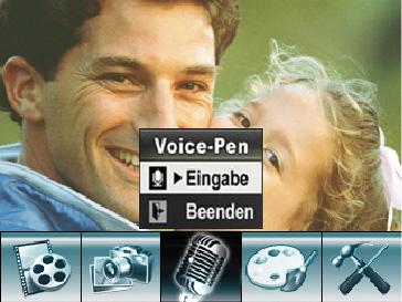Menu Dyktafon Za pomocą menu Dyktafon można rozpocząć nagrywanie dźwięku i użyć kamery wideo jako dyktafonu.