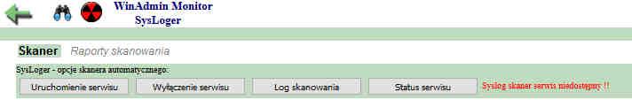 VI. Skaner W skład dostępnych opcji skanera wchodzą możliwość sterowania pracą skanera automatycznego zainstalowanego z poziomu programu SysLoger, przeglądanie wyników skanowania poprzez wybór sieci