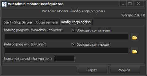 W kolejnym kroku należy wgrać do katalogu z programem otrzymany plik licencji. Konfiguracja programu możliwa jest po uruchomieniu programu WinAdminMonitorKonf.exe.