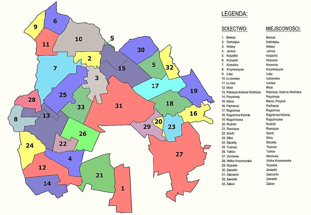 Mapa 3 Sołectwa i miejscowości gminy Międzyrzec Podlaski Źródło: