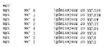 Instrukcja sar pozwala nam powielić znak jednego rejestru do innego rejestru o tym samym rozmiarze, z drugiego rejestru zawierającego powielony znak bitów: ; Powielenie znaku bx do cx:bx mov cx, bx
