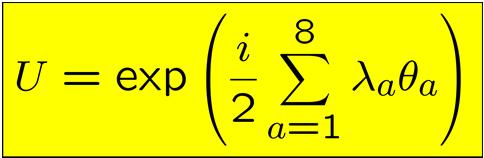 macierzy hermitowskich Gell-Manna 3x3: i, i=1, 8 Generatory grupy SU(3): Relacja komutacji