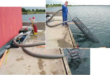 The position of the heat exchanger also plays a role regarding to the flow conditions. Figure 16. Floating bridges of the diving school on lake Gräbendorfer See during wintertime.