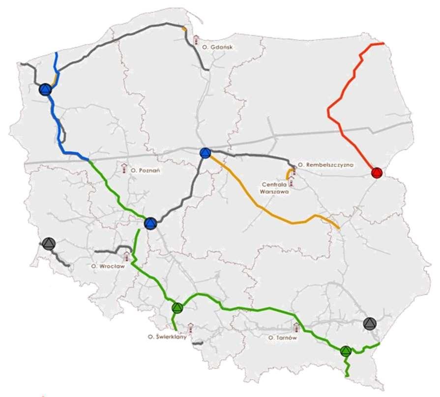 Strategicznym założeniem rozwoju infrastruktury GAZ-SYSTEM do końca 2022 roku jest dywersyfikacja źródeł dostaw z zagranicy Mapa inwestycji i opis strategicznych celów dywersyfikacyjnych OGP: Mapa