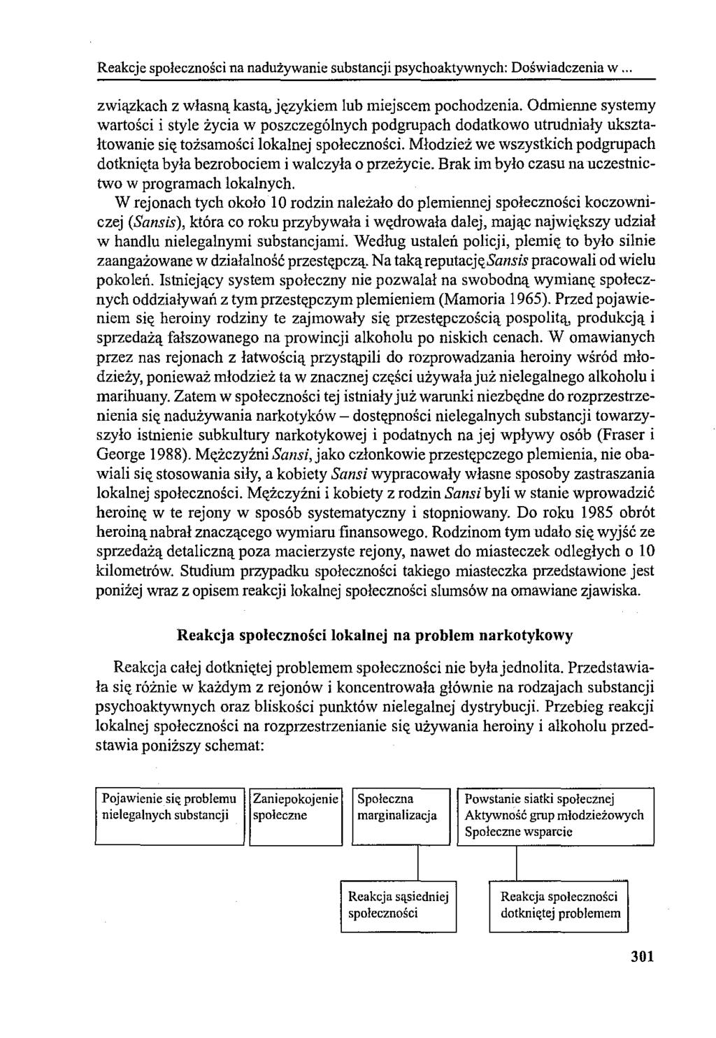 Reakcje społeczności na nadużywanie substancji psychoaktywnych: Doświadczenia w... związkach z własną kastą, j«zykiem lub miejscem pochodzenia.